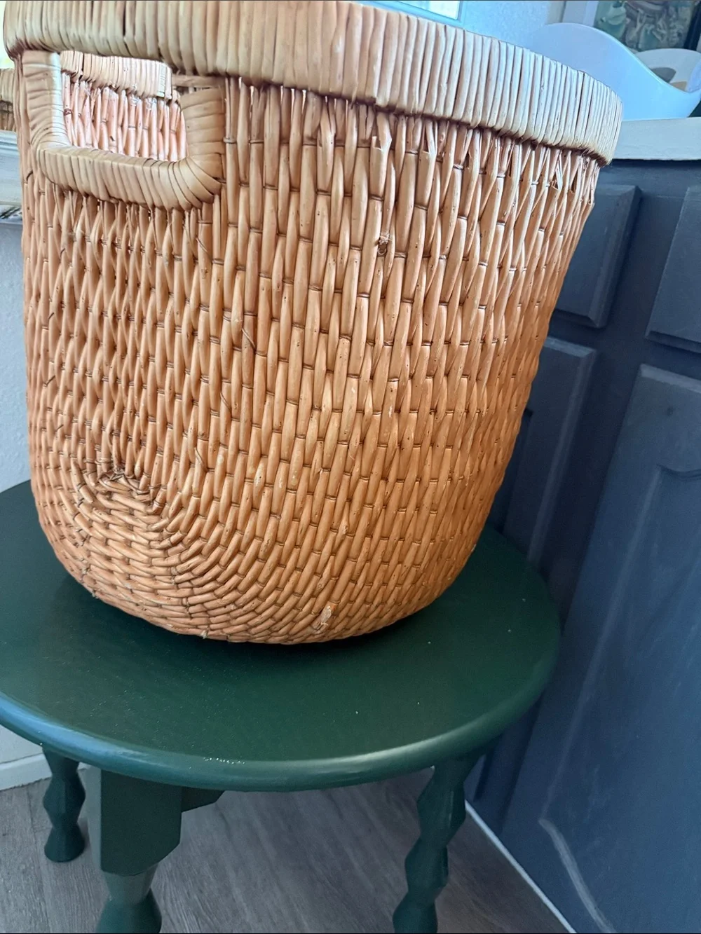 Vintage Natural Woven Basket 16” planter rattan wicker storage or for plant
